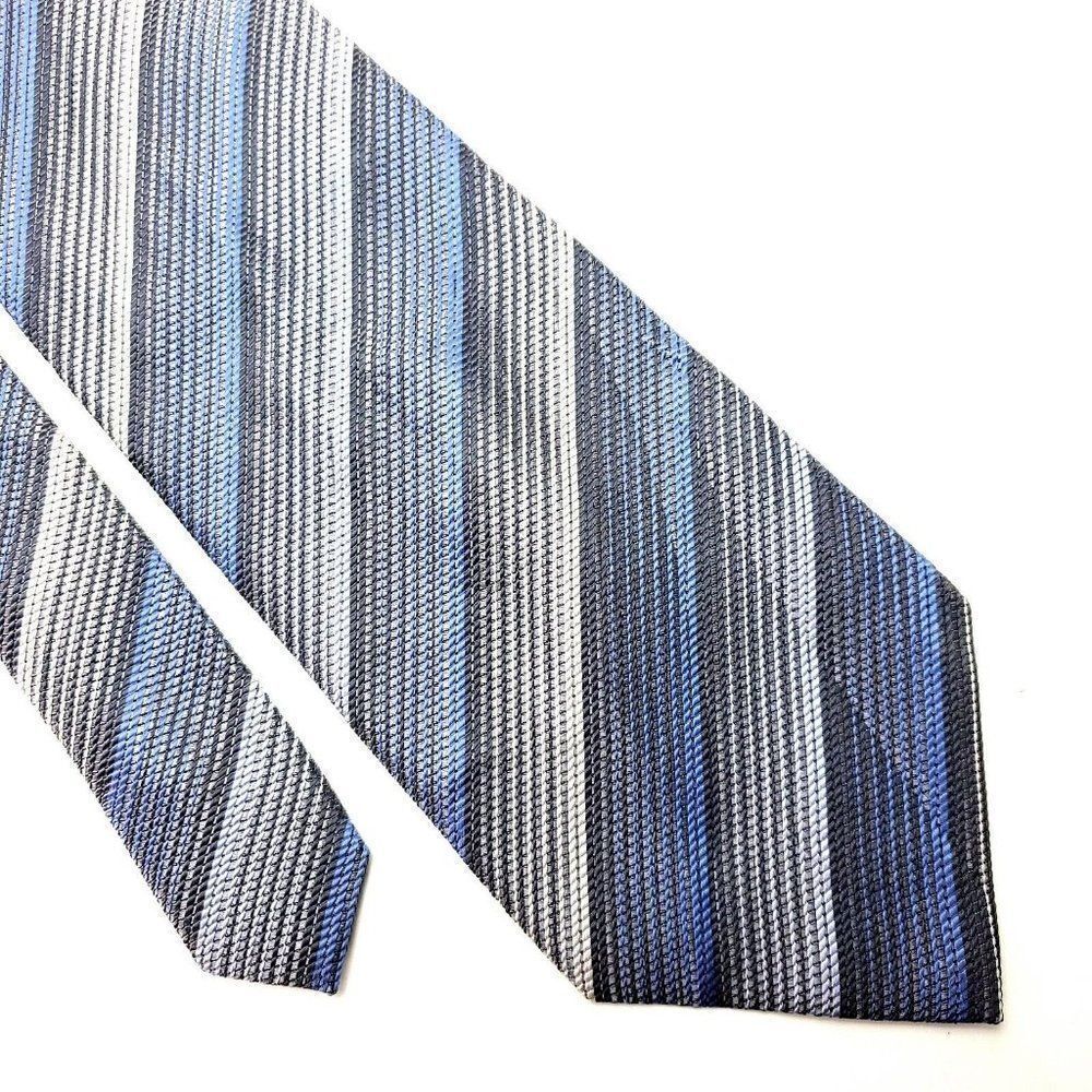 Stafford Silk Tie Woven Blue Gray Striped Wide